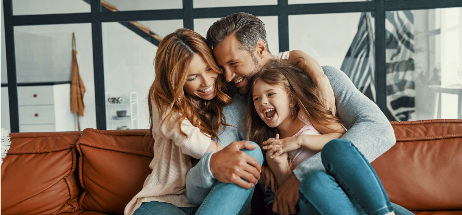 family on couch